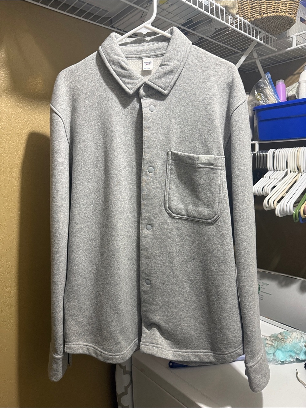Reebok Gray Snap-Front Jacket with Chest Pocket